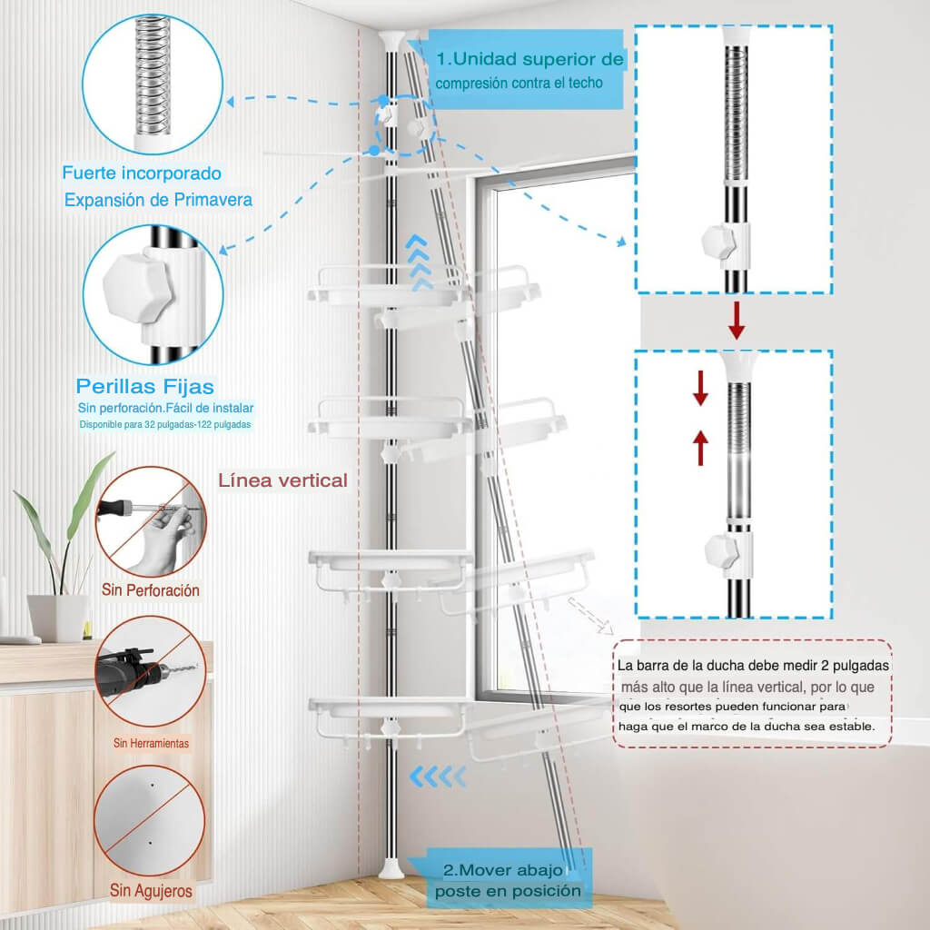 Storix™ Estante de Ducha Ajustable y Anticorrosivo